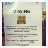 Who would steal a teddy bear from charity? #guiseley #missing